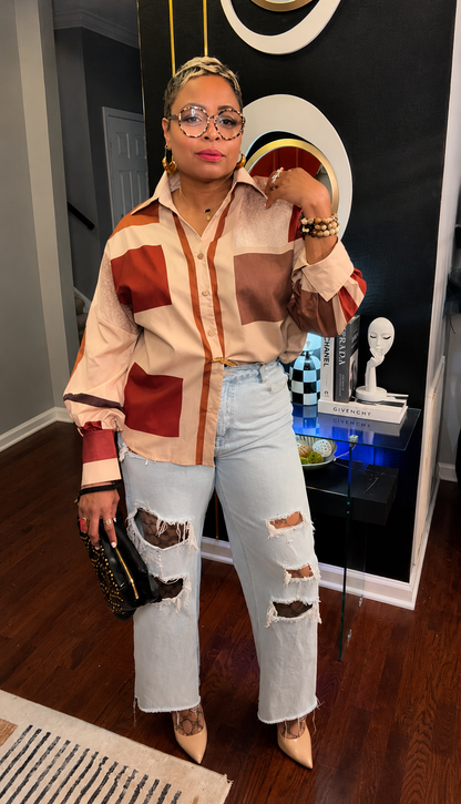 The Mosaic Button-Up Blouse