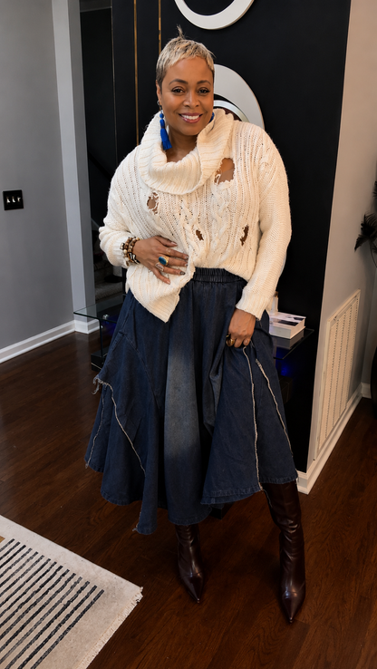 Blueprint Denim Culotte Skirt